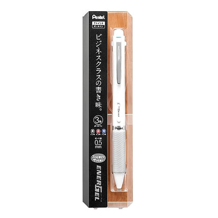 Pentel EnerGel 3 Multi-Function, 3-Ink Gel Pen, (0.5mm) Fine Line, White Barrel - BLC35W
