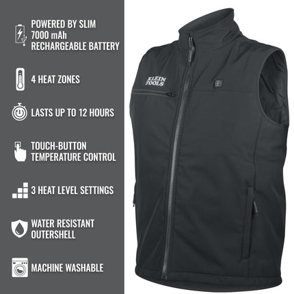 KLEIN TOOLS 60955 Heated Safety Vests, Black, 11