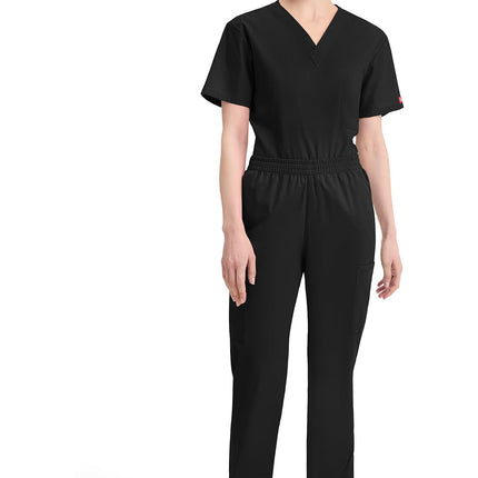 Dickies EDS Signature Women Scrubs Pant Natural Rise Tapered Leg Pull-on 86106, Black, XXL