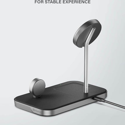 ALOGIC MagSpeed 3-in-1 Wireless Charging Station, MagSafe Compatible for iPhone 12/13 series, Wireless Charging enabled AirPods Case & All Apple Watch Models, LED indicator, Certified safe.