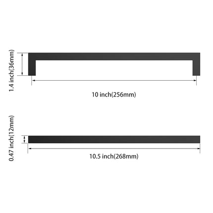 Asidrama 10 Pack 10 Inch(256mm) Matte Black Kitchen Cabinet Handles, Stainless Steel Cabinet Pulls Kitchen Cabinet Hardware for Cupboard Drawer Handles Dresser Pulls