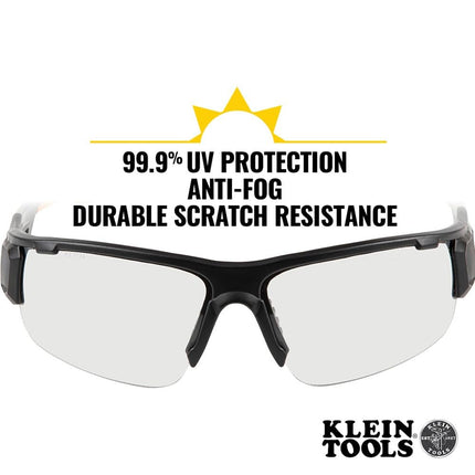 KLEIN TOOLS Safety Glasses, Professional PPE Protective Eyewear with Semi Frame and Clear Lens, Scratch Resistant and Anti-Fog 60161