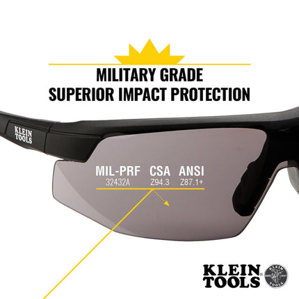 KLEIN TOOLS Safety Glasses, PPE Protective Eyewear with Semi Frame and Gray Lens, Scratch Resistant and Anti-Fog 60160