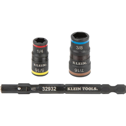 KLEIN TOOLS 85515HD 3-Piece Tool Set, Mini-Ratchet, 12-in-1 Impact Stubby Multi-Bit Driver and 5-in-1 Flip Socket, Tools for Tight Spaces