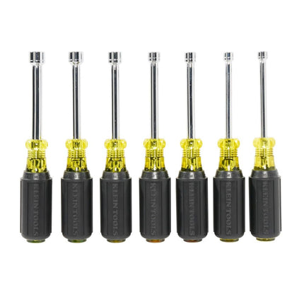 Klein Tools 65160 Tool Set, Metric Nut Driver Set Sizes 5, 5.5, 6, 7, 8, 9, and 10 mm, 3-Inch Chrome-Plate Hollow Shafts, 7-Piece
