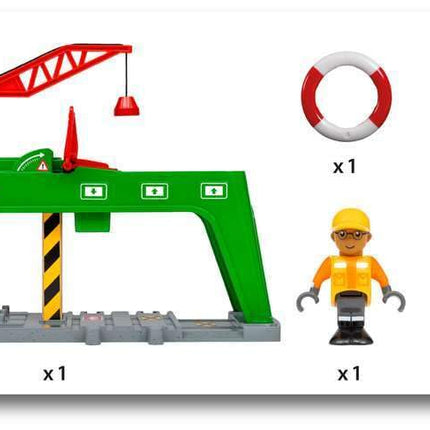 BRIO World Container Crane for Kids Age 3 Years Up - Wooden Railway Train Accessories and Add Ons