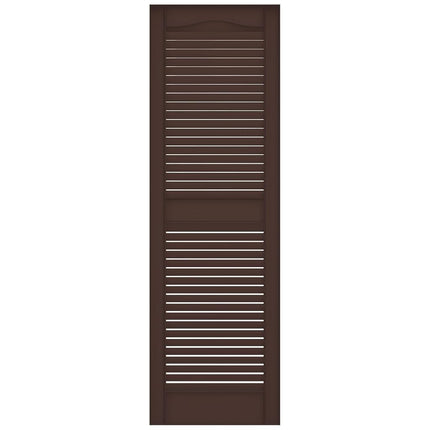 Lifetime Vinyl LL1S12X03600FB Standard Cathedral Top Center Mullion, Open Louver Vinyl Shutters, w/Installation Shutter-Lok's & Matching Screws (Per Pair), 12"W x 36"H, Federal Brown