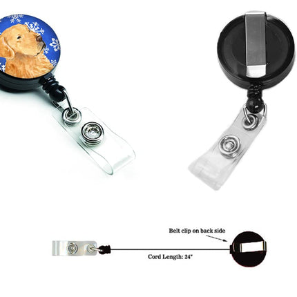 Caroline's Treasures Golden Retriever Winter Snowflakes Holiday Retractable Badge Reel, Multicolor (SS4614BR)