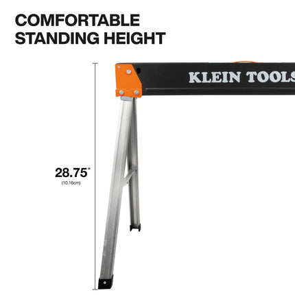 Klein Tools 66187 Folding Saw Horse, Heavy Duty Legs, Metal Saw Horse for Woodworking, Carpenters, Contractors, 2-Pack
