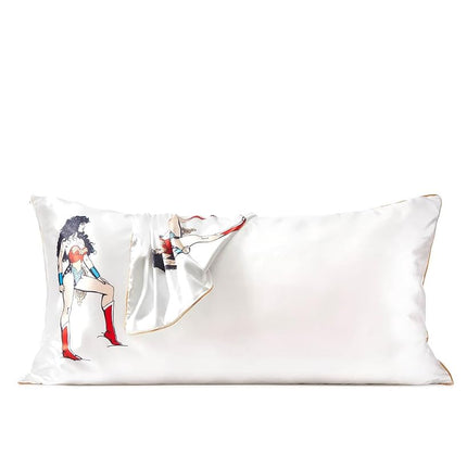 Wonder Woman (Believe in Wonder) x Kitsch Satin Pillowcase with Zipper – Softer Than Silk, Luxury Cooling Pillowcase for Hair & Skin, Wrinkle Prevention, King Size (19X36)