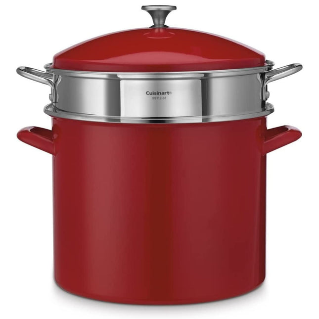 Marmite Chef's Classic Cuisinart en émail sur acier avec couvercle - Rouge - 11,4 litres - EOS126-28R