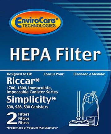 EnviroCare F987 1 Riccar 1700 1800#RF-17 Simplicity #SF-I3 S Class HEPA Allergen Filter Canister Vacuum, White