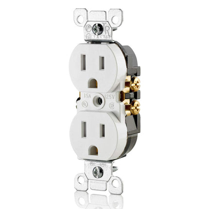 Leviton 10-Pack Duplex Receptacle, Straight Blade, T5320-WMP, White