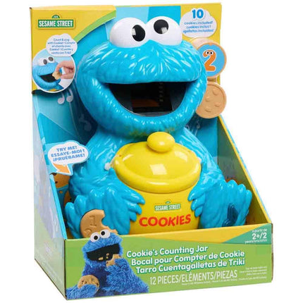 Just Play Sesame Street Le bocal à biscuits de Cookie Monster, 12 pièces, plus de 20 phrases et sons, apprentissage et éducation, jouets pour enfants de 2 ans et plus
