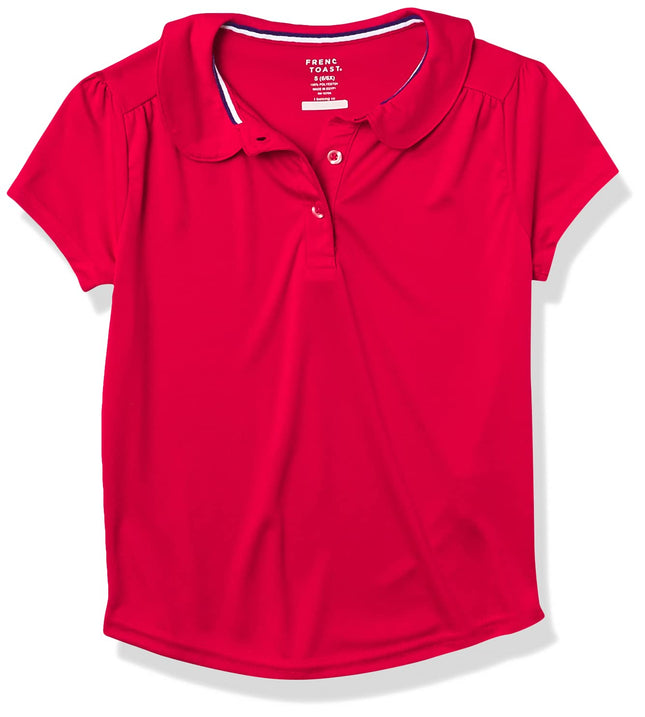 French Toast Girls' Short Sleeve Moisture Wicking Sport Polo, Red, XS (4/5)