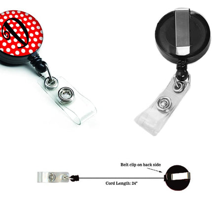 Caroline's Treasures Letter D Monogram Red Black Polka Dots Retractable Badge Reel, Multicolor (CJ1012-DBR)