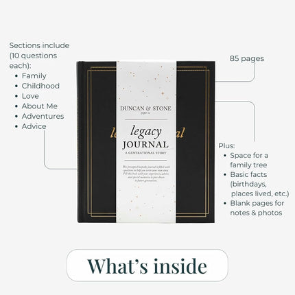 Grandparents Legacy Journal (Charcoal, 85 Pages) by Duncan & Stone - Memory Journal for Grandparents & Parents - Grandma Story Album - Ideal Gift of a Legacy Journal