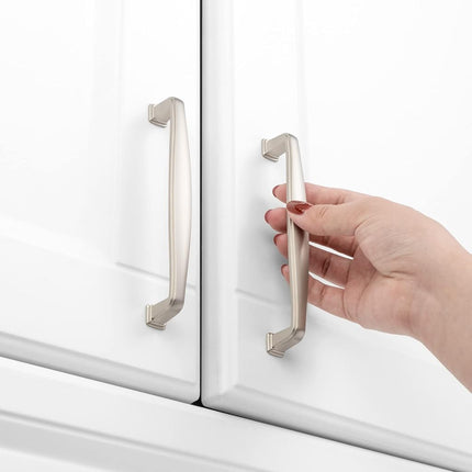 KOOFIZO Square Foot Cabinet Arch Pull - Brushed Nickel Furniture Handle, 5 Inch/128mm Screw Spacing, 10-Pack for Kitchen Cupboard Door, Bedroom Dresser Drawer, Bathroom Furniture Hardware