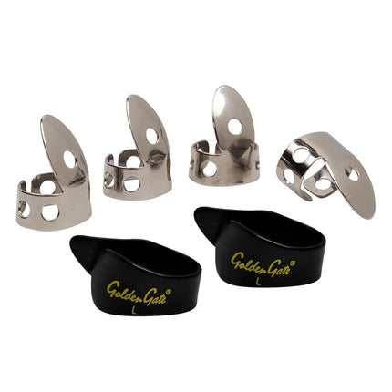 Golden Gate GP1-4B Thumb & Finger Pick Pack – Stainless Steel/Black – Large