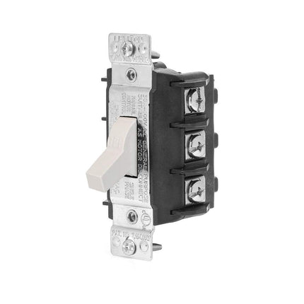 Leviton MS303-DSW 30 Amp, 600 Volt, Pole, 3 Phase AC Manual Controller Suitable as Motor Disconnect, Toggle, Non-Grounding, Back & Side Wiring, White