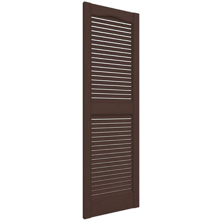 Lifetime Vinyl LL1S12X03600FB Standard Cathedral Top Center Mullion, Open Louver Vinyl Shutters, w/Installation Shutter-Lok's & Matching Screws (Per Pair), 12"W x 36"H, Federal Brown