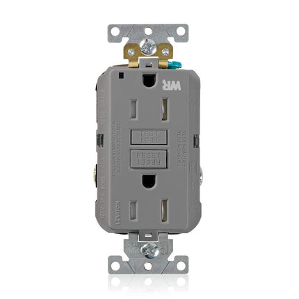 Leviton Weather/Tamper-Resistant GFCI Receptacle, 15-Amp, G5262-WTG, Gray