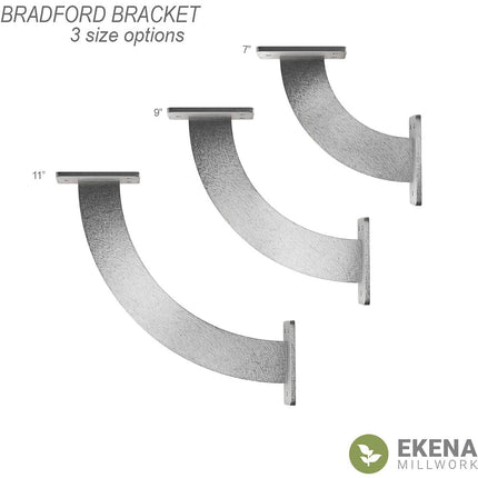 Ekena Millwork BKTM02X07X07BRHCO 2 inch W x 7 inch D x 7 inch H Bradford Steel Bracket, Hammered Copper