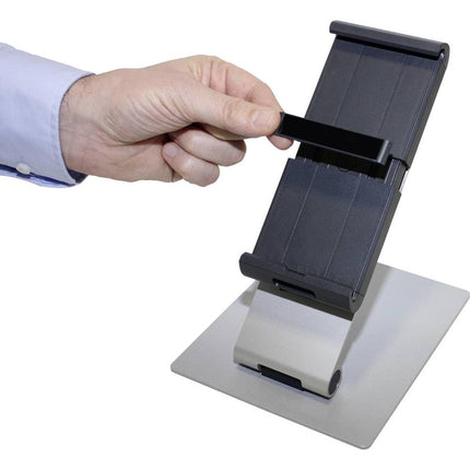 Durable Aluminium Foldable Tablet Stand - Universal Mount for 7-13" iPad, Samsung, Surface & More - Anti Theft Lockable & Rotatable 360° - Kitchen & Desk Holder