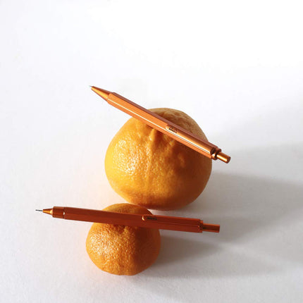 RHODIA 9388C - scRipt Refillable Ballpoint Pen Hexagonal Brushed Aluminium Body - Orange - 0.7 mm High Precision Retractable Ball Point, Black Ink - scRipt Collection