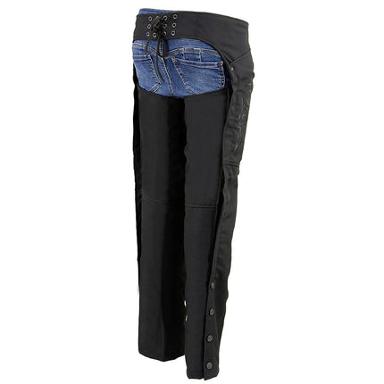 Milwaukee Leather SH1182 Chaparreras de Moto de Tela Negras para Mujer con Bordado Tribal - 5X-Large
