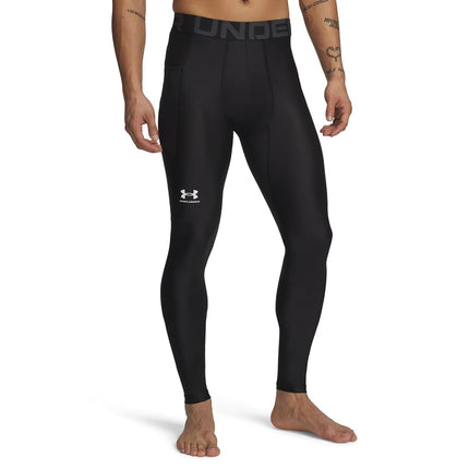 Under Armour Men's Standard HeatGear Leggings, Black (001)/White, Large Tall
