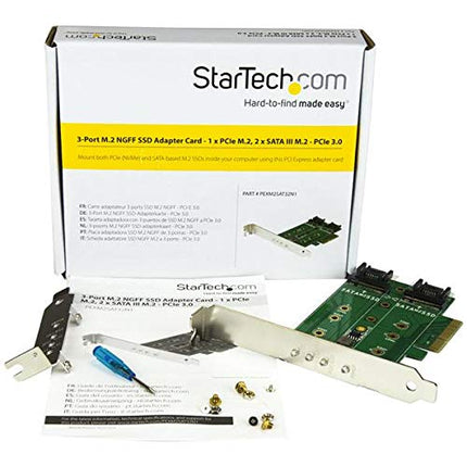 StarTech 3-Port M.2 Adapter, 1x NVMe and 2x SATA III, LEDs (PEXM2SAT32N1)