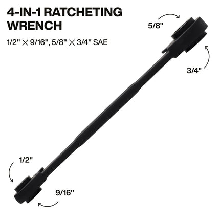 Klein Tools 68215 4-in-1 Ratcheting Wrench, Box Wrench, SAE Hex Sizes 1/2, 9/16, 5/8, 3/4-Inch, 90-Tooth Ratchet, Pass-Through Design