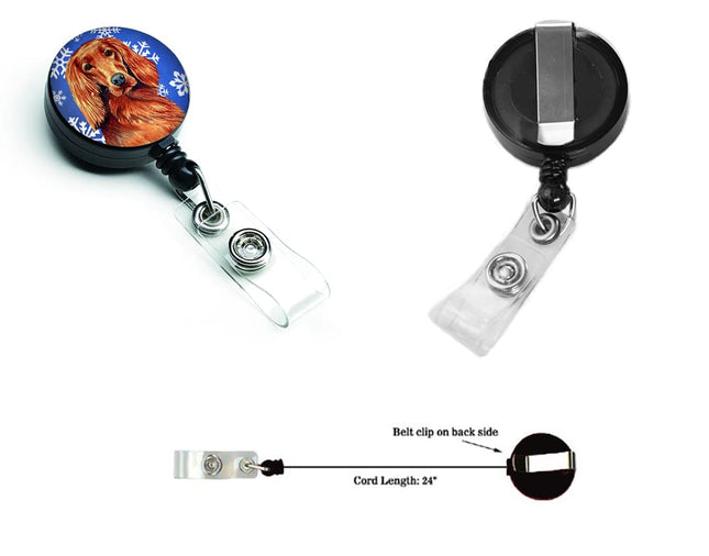 Caroline's Treasures Irish Setter Winter Snowflakes Holiday Retractable Badge Reel, Multicolor (LH9299BR)