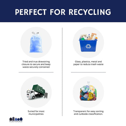 Plasticplace Custom Fit Trash Bags simplehuman (x) Code H Compatible, 8-9 Gallon, 30-35 Liter,18.5" x 28", Tinted Blue, 200 Count