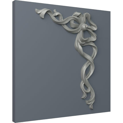 Ekena ONL11X15X01VE-R 11" W x 15 3/4" H x 1 1/8" P Versailles Large Ribbon with Bow Onlay, Right, Primed