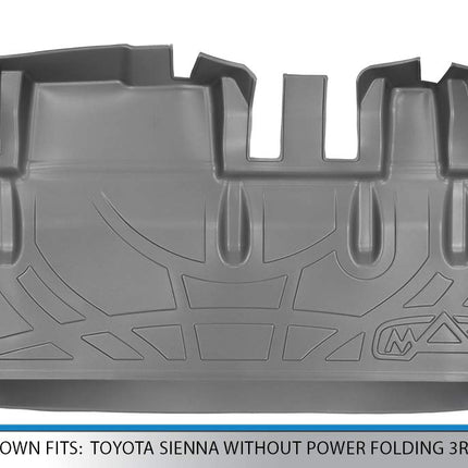 Tapis de coffre SMARTLINER derrière la 3ème rangée Gris pour Toyota Sienna 2011-2019 sans sièges de 3ème rangée rabattables électriquement