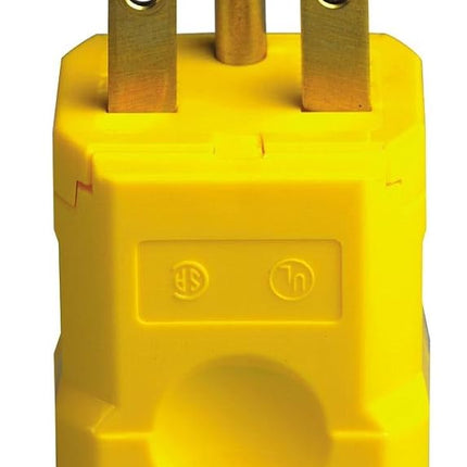 Leviton 15656-VY 15 Amp, 250 Volt, Industrial Grade, Plug, Straight Blade, Grounding, Python, Yellow