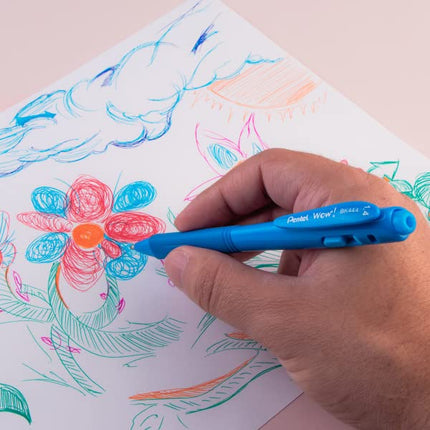 Pentel Wow! Retractable Ballpoint Pen, (1.4mm) Bold Line, Assorted Ink Colors, 8 Pack