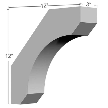 Ekena Millwork BKT12X12X03LE Endurathane 3" W D x 12" H Legacy Bracket, Primed