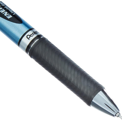 Pentel 0.5mm Energel-Xm Refilable Retractable Gel Roller with Metallic Looking Barrel - Black