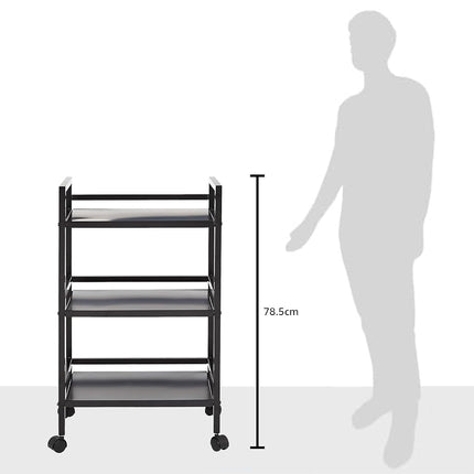 Amazon Basics Kitchen Trolley Metal Serving Cart With 3 Tier Storage, Black