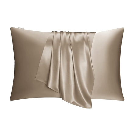 DISANGNI 100% Natural Mulberry Silk Pillow case for Hair and Skin with Hidden Zipper 22 Momme Both Sides Real Silk Pillow Case (1pc Standard Size 20" x26", Taupe)