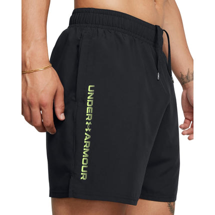 Under Armour Men's Woven Wordmark Shorts, (004) Black / / Morph Green, 3X-Large