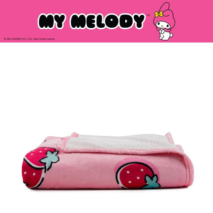 Franco Collectibles My Melody Strawberry Bedding Super Soft Cozy Blanket, 62 in x 90 in, (Officially Licensed Product)