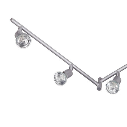 Globe Electric 59351 6-Light Foldable Track Lighting, Matte Silver, Foldable Track Lighting, 6 Bulb Kitchen Light, Track Light Heads, Track Lighting Kit, Ceiling Light Fixture, Track Ceiling Light