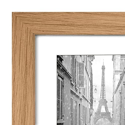 Americanflat 9x12 Picture Frame with Shatter-Resistant Glass - Use as 6x8 Frame with Mat or Display 9x12 Photo Without Mat - Signature Collection - Picture Frames for Tabletop and Wall - Dark Oak