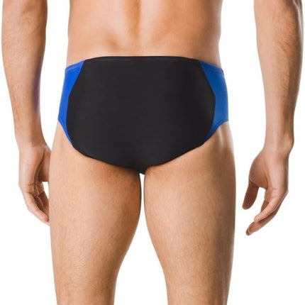 Speedo Men's Swimsuit Brief Endurance+ Splice Team Colors,Black/Blue Spark,32