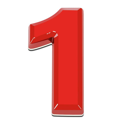 DNA Motoring EM-L-LETTER-1-RD Red Letter Number Decal Emblem Badge Sticker for Auto Car Truck Motorcycle Logo - 1