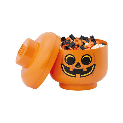 LEGO STORAGE HEAD (LARGE) - PUMPKIN - Polypropylene Storage Box with Lid for Kids' Toy Storage, Stackable Organizer, and Fun Storage Solution for LEGO Enthusiasts and Beyond